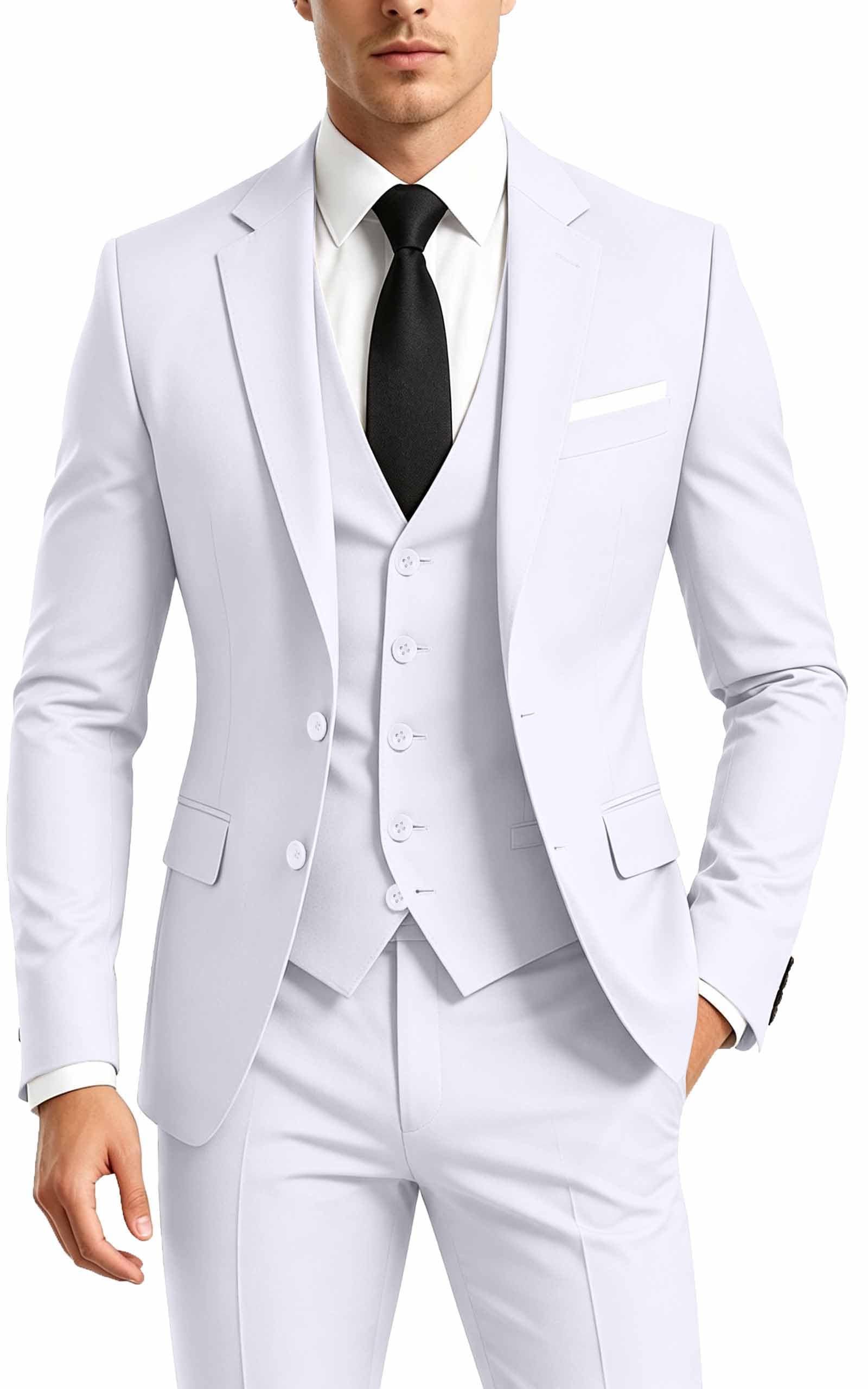 Men's Suit 3 Pieces Slim Fit Business Wedding Blazer Vest Pants Set Tuxedo
