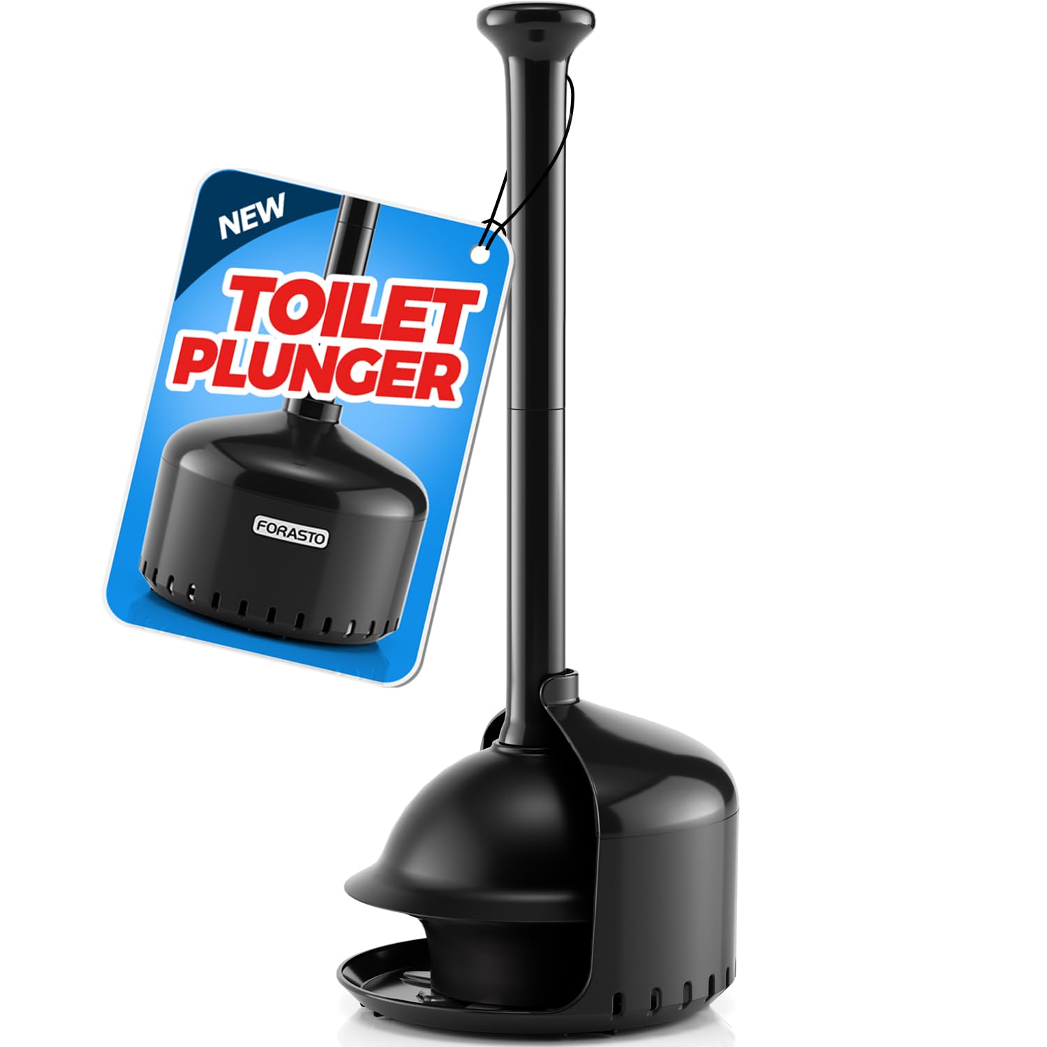 FORASTO Toilet Plunger with Holder - Heavy Duty Bathroom Cleaning Tools | Plunge