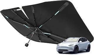 Nmoiss 2026 Windshield Sun Shade Umbrella [Vinyl Coating Heat Shield] | Protect Car from Sun Rays & Heat Damage Keep Cool and Protect Interior, Spring Structure Edge Medium 56" L x 31" W