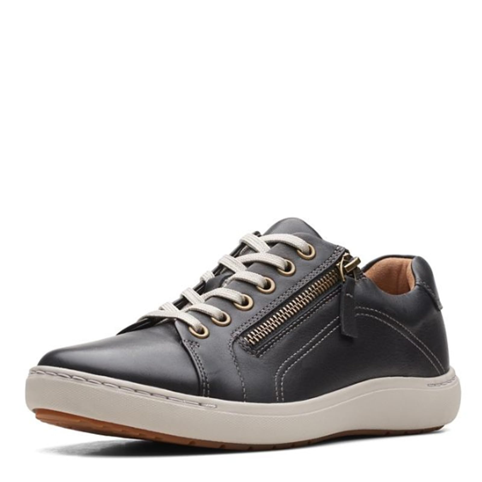 Clarks Women's Nalle Lace Sneaker, Black Leather, Size 6.5