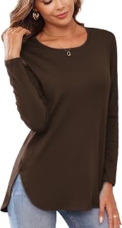 Herou Women Long Sleeve T Shirt with Side Split Loose Pullover Tunic Top