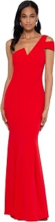Betsy & Adam Long Slim One Shoulder Dress | Cold Shoulder Evening Gown