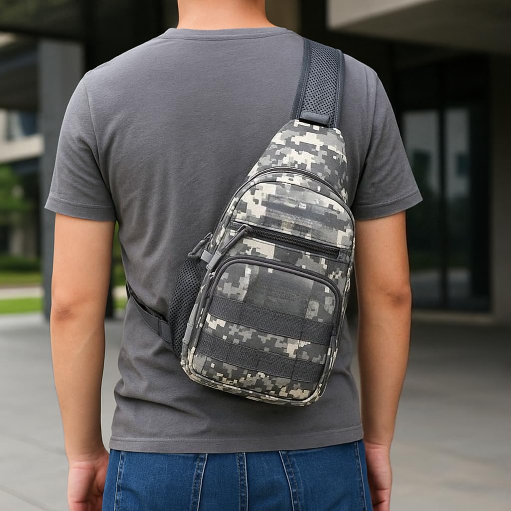 Camouflage Crossbody Chest Bag for Men Women Lightweight Travel Sling Bag with Z