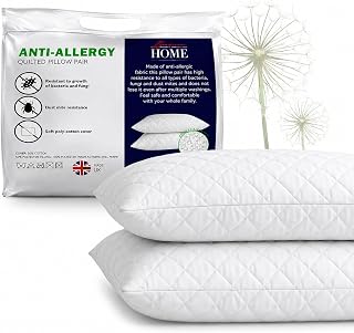 Adam Home Pillows 2 Pack Hotel Quality with Quilted Cover Hypoallergenic & Dust Mite Resistant Filling – Ideal for Stomach, Back and Side Sleepers Down Alternative Hotel Pillows