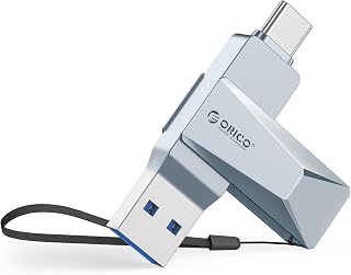 ORICO 32GB USB 3.2 Memory Stick OTG Up to 150MB/s 2 in 1 Type C Metal Flash Drive for iPhone 17/16/15/Android Smartphone/Tablet/Mac/Laptop/PC, Blue, CB05