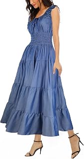 OSTOO Women's Summer 2025 Short Sleeve Boho Floral Print Multi-Layer Long Dress Flowy Casual