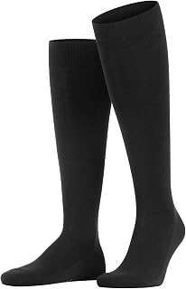 FALKE Men's Family Knee-High Socks Breathable Cotton Long Hard-Wearing Extra-Soft On Skin Plain Flat Seam In Toe Area For Dress Casual Business Looks 1 Pair
