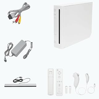 Nintendo Wii Console (White) with Controllers, Nunchucks, Sensor Bar, AV Cable, and Power Cord (Renewed)