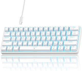 TMKB 60% Mechanical Gaming Keyboard, Red Linear Switch, Wired, White