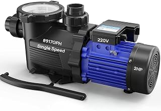 Aquastrong 2HP In/Above Ground Pool Pump, Single Speed, 220V, 8917GPH, High Flow, Powerful Self Primming Swimming Pool Pumps with Filter
