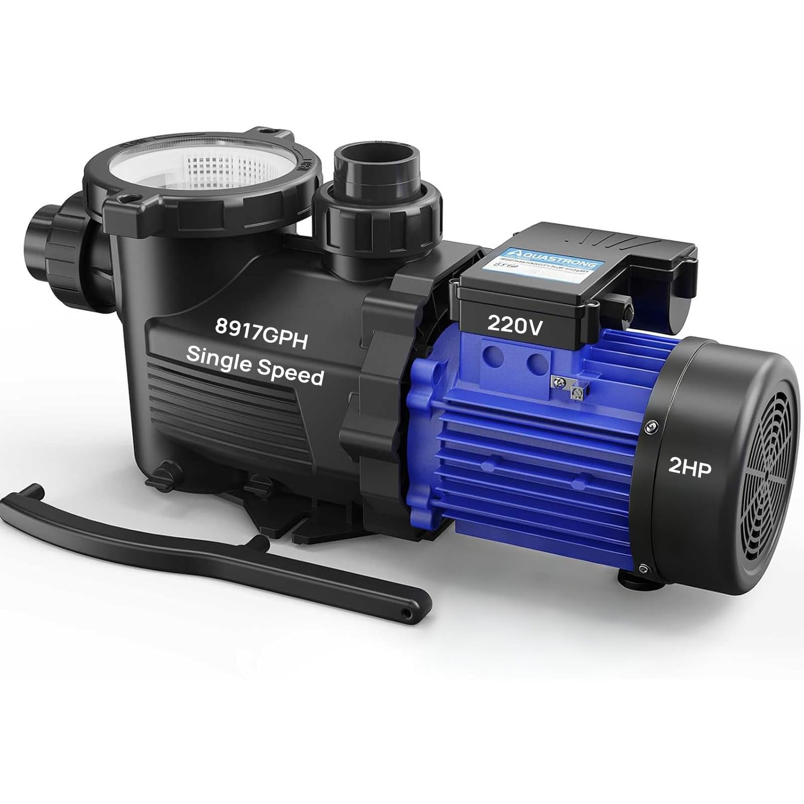 Aquastrong 2HP In/Above Ground Pool Pump, Single Speed, 220V, 8917GPH, High Flow