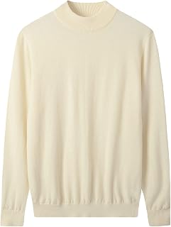 ZHILI Men's 100% Merino Wool Mock Neck Pullover Sweater
