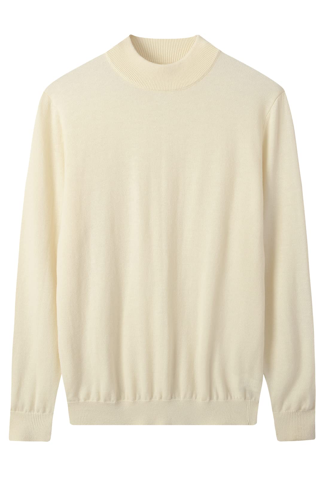 ZHILI Men's 100% Merino Wool Mock Neck Pullover Sweater