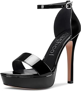 Aachcol Women's Platform Sandals Open Toe Stiletto Heel Ankle Strap Ankle Strap Sexy Dress Shoes 5 Inch Heel