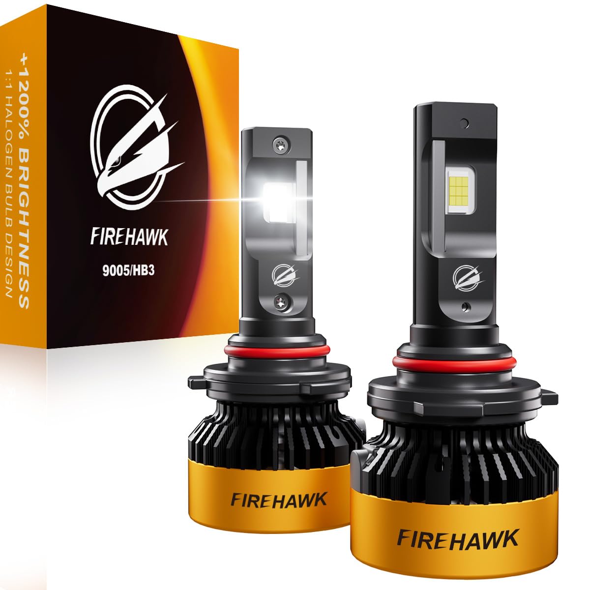 Firehawk 9005/HB3/H10/9145 LED Headlight Bulbs 90000LM 1200% Brighter 6000K Cool