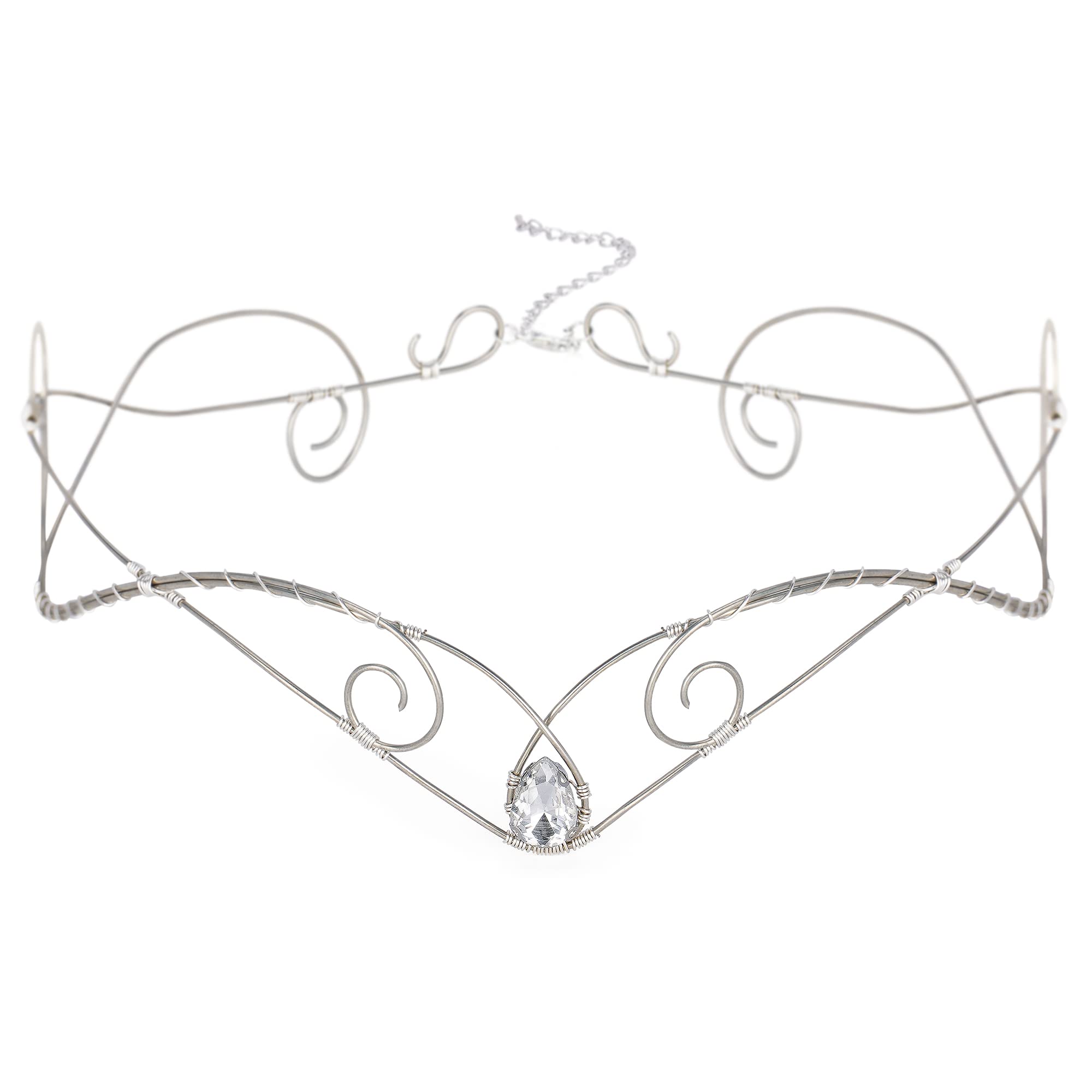 Fairy Circlet Medieval Crown Silver Colored Crystal Tiara