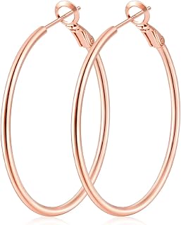 Fiusem 14K Gold Plated Lightweight Hoop Earrings for Women