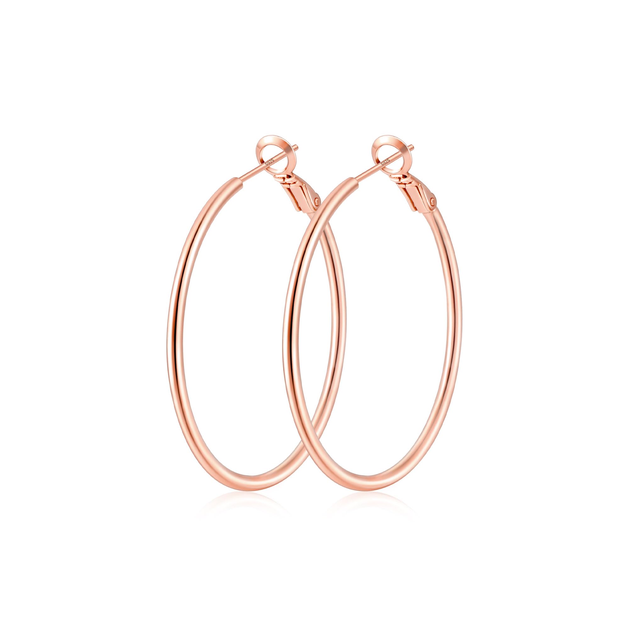 Fiusem 14K Gold Plated Lightweight Hoop Earrings for Women