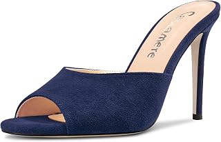 Castamere Women's High Needle Heel Open Toe Slip-on Sandals Dress Office Casual Mules Shoes 10CM Heels