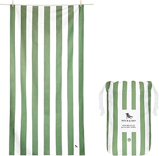 Dock & Bay Beach Towel - Quick Dry, Sand Free - Compact, Lightweight - 100% Recycled - Includes Bag - Cabana - Cayman Khaki - Extra Large (200x90cm, 78x35")