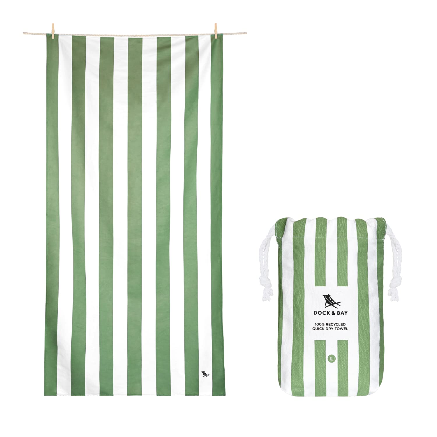Dock & Bay Beach Towel - Quick Dry, Sand Free - Compact, Lightweight - 100% Recy