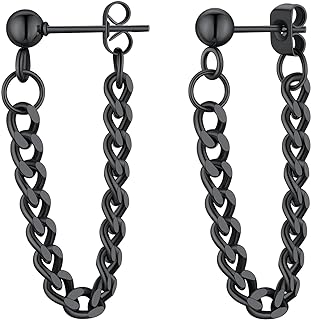 FindChic Stainless Steel Bar Drop Earrings 18K Gold Plated Thin Flat Geometric Round/Stick/Rectangle Pierced Linear Hypoallergenic Dangle Earrings for Women