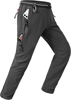 TBMPOY Pantaloni da trekking leggeri da uomo con cintura, 5 tasche con cerniera, impermeabili, ad asciugatura rapida, da viaggio, pesca, lavoro, attività all'aperto