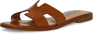 Steve Madden Womens Hadyn Flat Sandals - Comfortable Slip On Woven Slides for Casual Everyday Wear