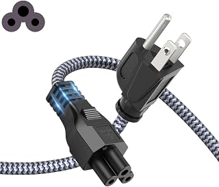3 Prong AC Laptop Power Cord Nylon Braided Universal Power Cable for Dell HP LG Lenovo Asus Acer Toshiba Sony Laptops/Notebooks, Monitors, Printers, Scanners NEMA 5-15P to C5 Power Cable 1m-UL Listed