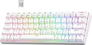 RK ROYAL KLUDGE RK61 Wireless Mechanical Keyboard with Coiled Cable, White
