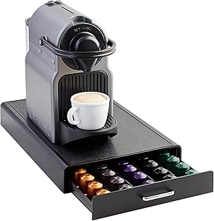 Amazon Basics Nespresso Original Line Coffee Pod Storage 1-Drawer Holder, Black, for 50 Capsules