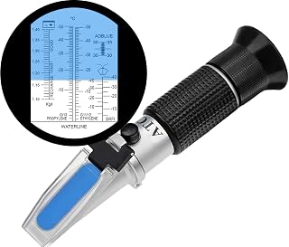 4-in-1 Antifreeze Refractometer -50 ℃ -0 ℃ Ethylene Glycol, -50 ℃ -0 ℃ Propylene Glycol, for Automotive Cooling Water. AdBlue, Windshield Washer Fluid, Battery Fluid and DEF, by Hamh Optics&Tools