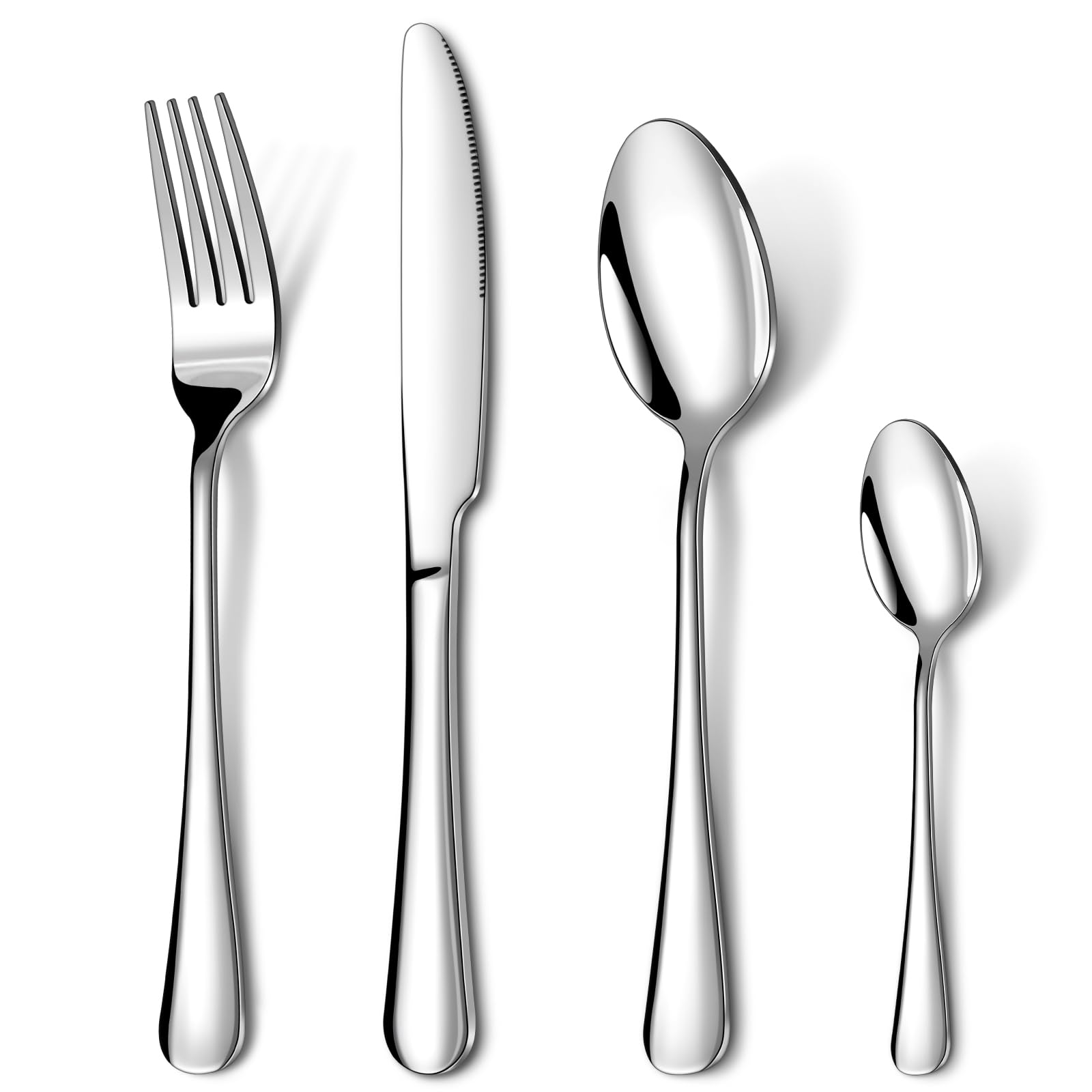 Cutlery Set, HONKKU 16 Pieces Stainless Steel Flatware Set for 4 People, Mirror 