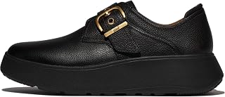 Fitflop F-Mode Stitch Tumbled-Leather Monk Strap Shoes, Women's Loafers with Buckle
