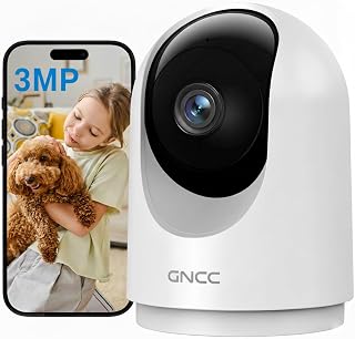 GNCC 2K Indoor Security Camera, Baby/Pet Camera with Phone App | Motion Detection, Baby/Pet Camera with Phone App, Night Vision, 2-Way Audio, TF/Cloud Storage, Works with Alexa & Google Home