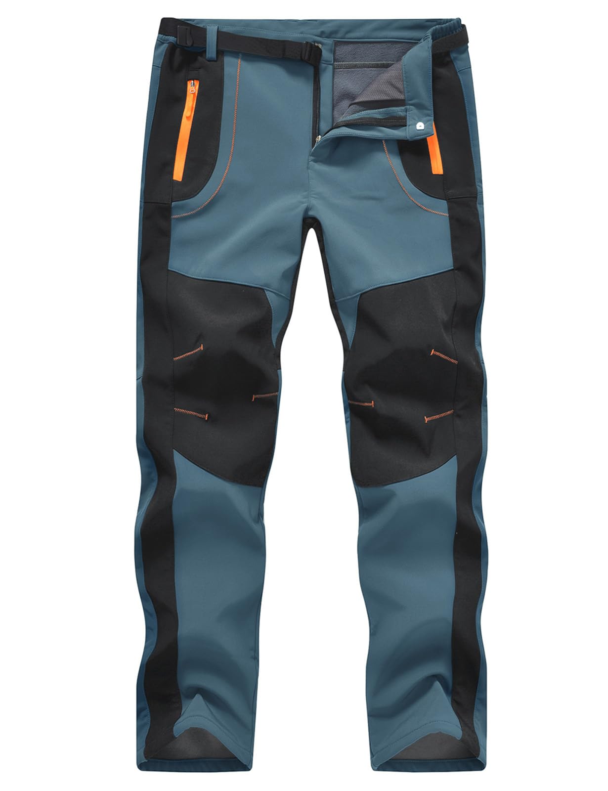 TBMPOY Men's Snow Ski Hiking Pants Waterproof Winter Fleece Lined Pants Camping 