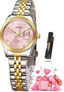 OLEVS Men's Quartz Square Analog Wrist Watch Stainless Steel Waterproof Two Tone