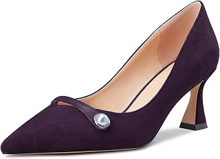 Castamere Women's Block Chunky Mid Heel Pointed Toe Slip-On Pumps Wedding Office 6.5 cm Heels
