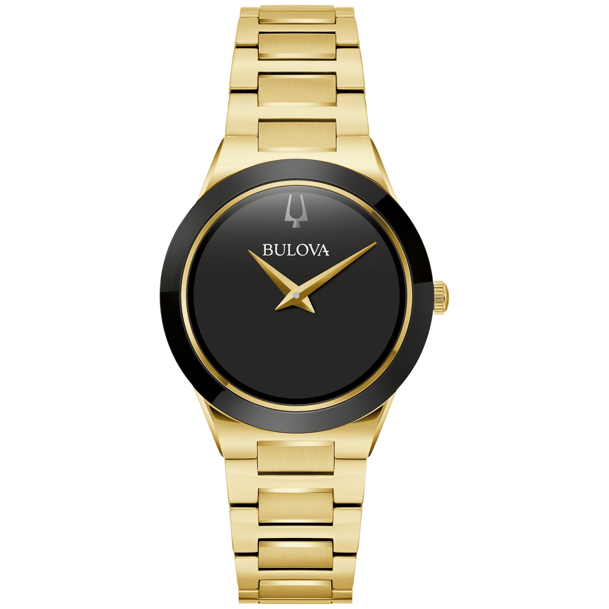 Bulova Ladies' Modern Millenia Gold Stainless Steel 2-Hand Quartz Watch, Blacl D