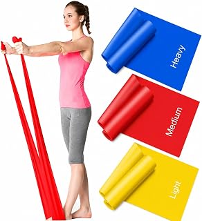 Resistance Bands Set [Set of 3] 1.5M/4.9ft Skin-Friendly Exercise Bands with 3 Resistance Levels,Workout Bands Set for Women Men,Ideal for Yoga,Gym,Fitness (MULTI-COLOR)) ((SET OF 3 (MULTI-COLOR))