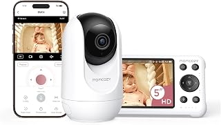 momcozy BM04 Dual-Mode Smart Baby Monitor, 5" 1080P Screen & Camera Unit | App-Control, Safety Zone Alert, Cry Detection, Clear Night Vision, Photo & Video Recording