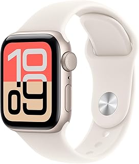 Apple Watch SE 3 GPS 40mm Smartwatch with Starlight Aluminium Case with Starlight Sport Band S/M. Fitness and Sleep Trackers, Heart Rate Monitor, Always-On Display, Water Resistant