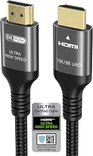 Ubluker 10K 8K 4K HDMI Cable 1M Certified Passed, Ultra High Speed 48Gbps | 0.01ms 48Gbps CEC Ethernet 240Hz 200Hz 165Hz 144Hz 120Hz 60Hz HDR10+ ARC eARC HDCP2.3 RTX5090 PC Laptop TV Monitor Projector