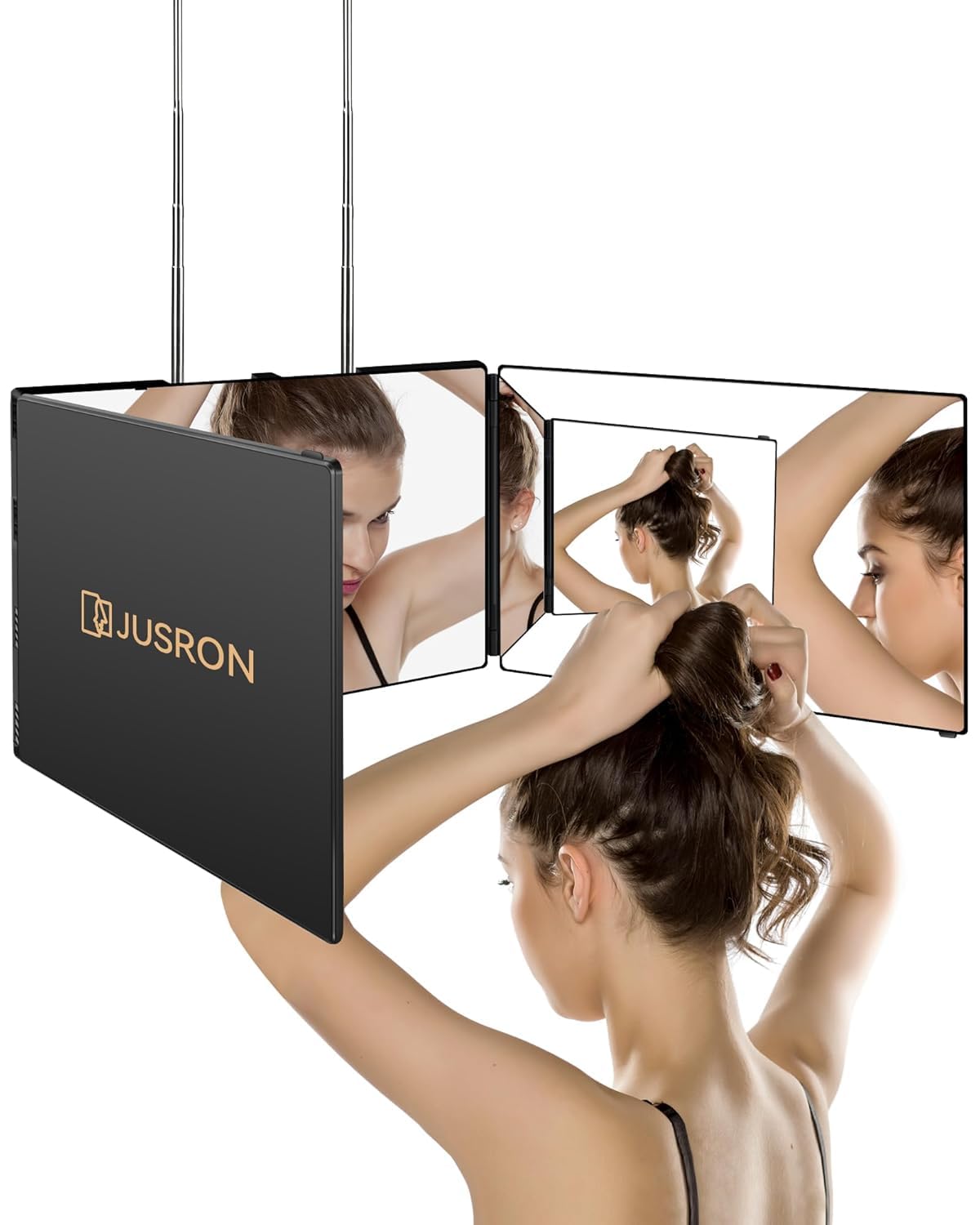 JUSRON 360 Viewing Angle Self Hair Cutting Mirror Shower Mirror | 3 Way Mirror T