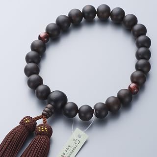 Butan-ya Takita Shoten Kyoto Prayer Beads Men's Beads Shima Kurodan (Matte) 2 Red Tiger Eye Stones 22 Beads Includes Prayer Bead Bag Compatible with All Sects Men's Prayer Beads Comes with Certificate