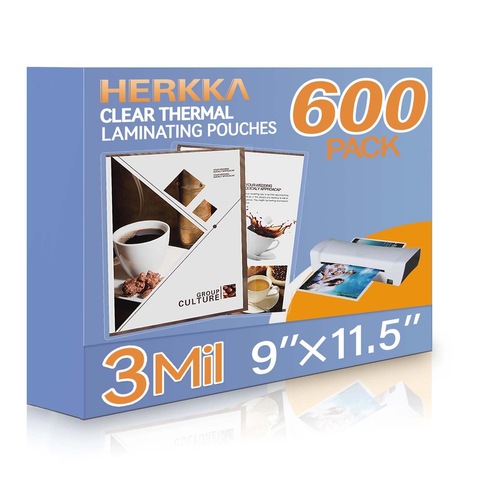 HERKKA 600 Pack Laminating Sheets, Holds 8.5 x 11 Inch Sheets, 3 Mil Clear Therm