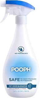 POOPH Pet Odor Eliminator Spray, 32 fl oz | Unscented pet odor eliminator spray for home surfaces, upholstery, furniture, and vehicles