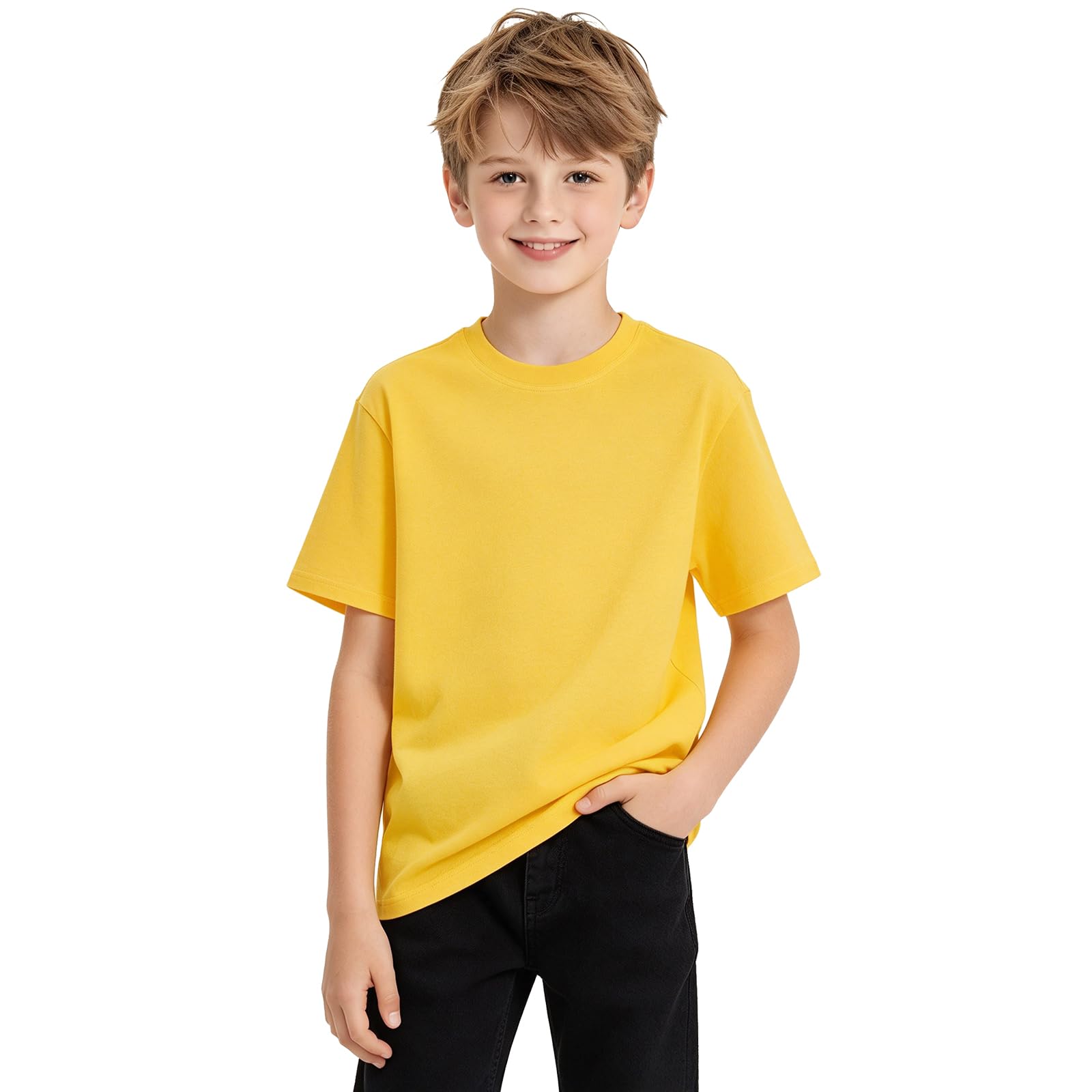 melookii Kids Plain T-Shirt Unisex Short Sleeve Tees Tops for Boys & Girls | 100