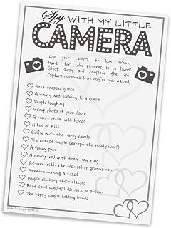 I Spy With My Little Camera Wedding Game – 10 Pack A6 Guest Photo Challenge Cards – Fun Wedding Reception Activity & Keepsake for Bride and Groom – Eucalyptus Greenery Design – Lovely Little Things