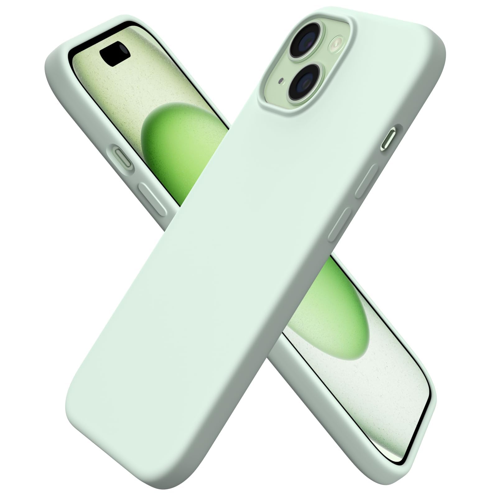 ORNARTO Silicone Case for iPhone 15 - Light Green